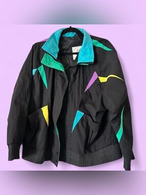 Vintage 80s color block Fleet Street jacket